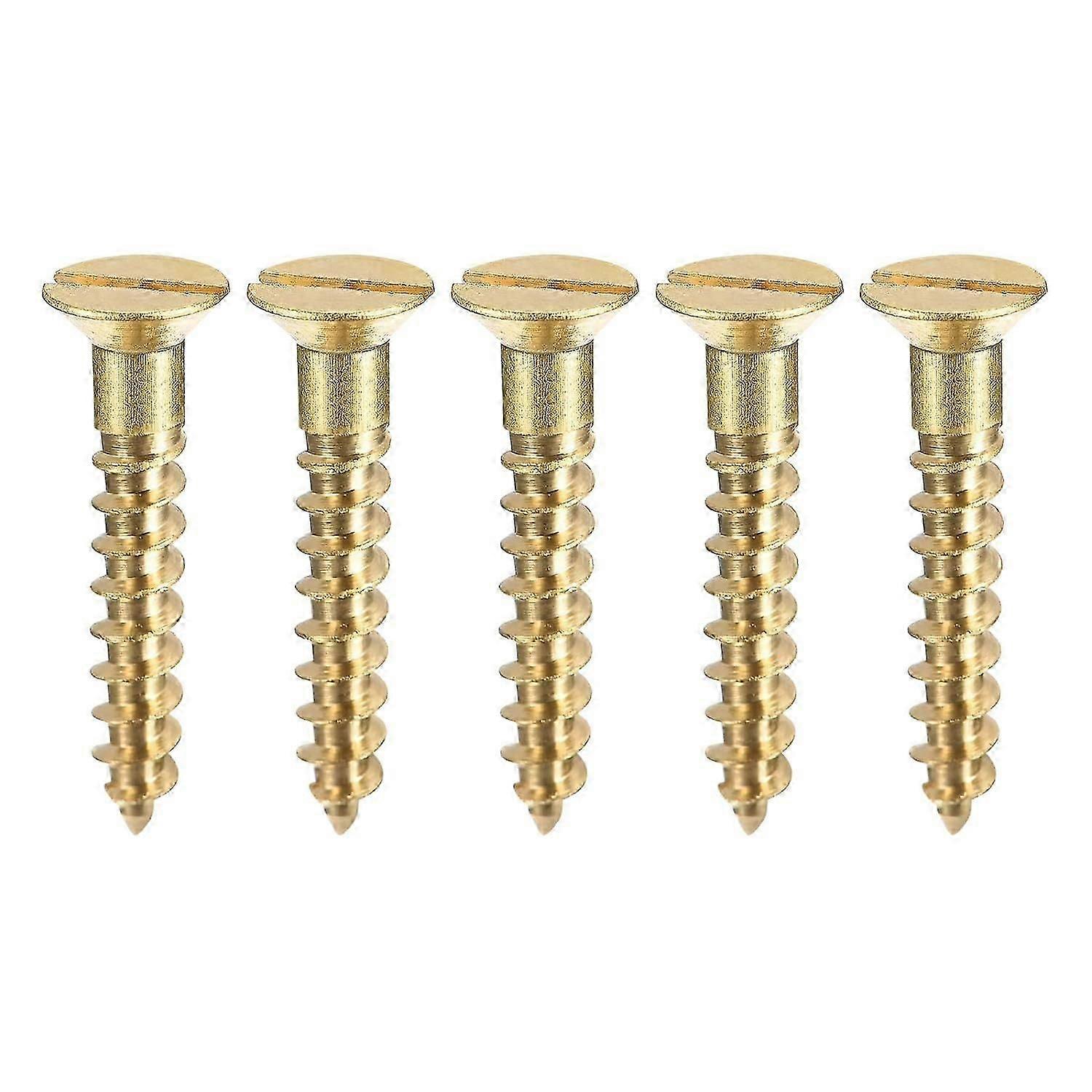 100pcs M4 x 25mm Flat Head Slotted Brass Wood Screws