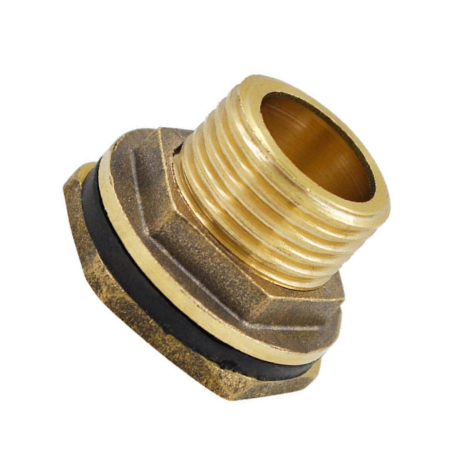 General brass threaded connection for bucket tanks, rain barrels, faucet connection