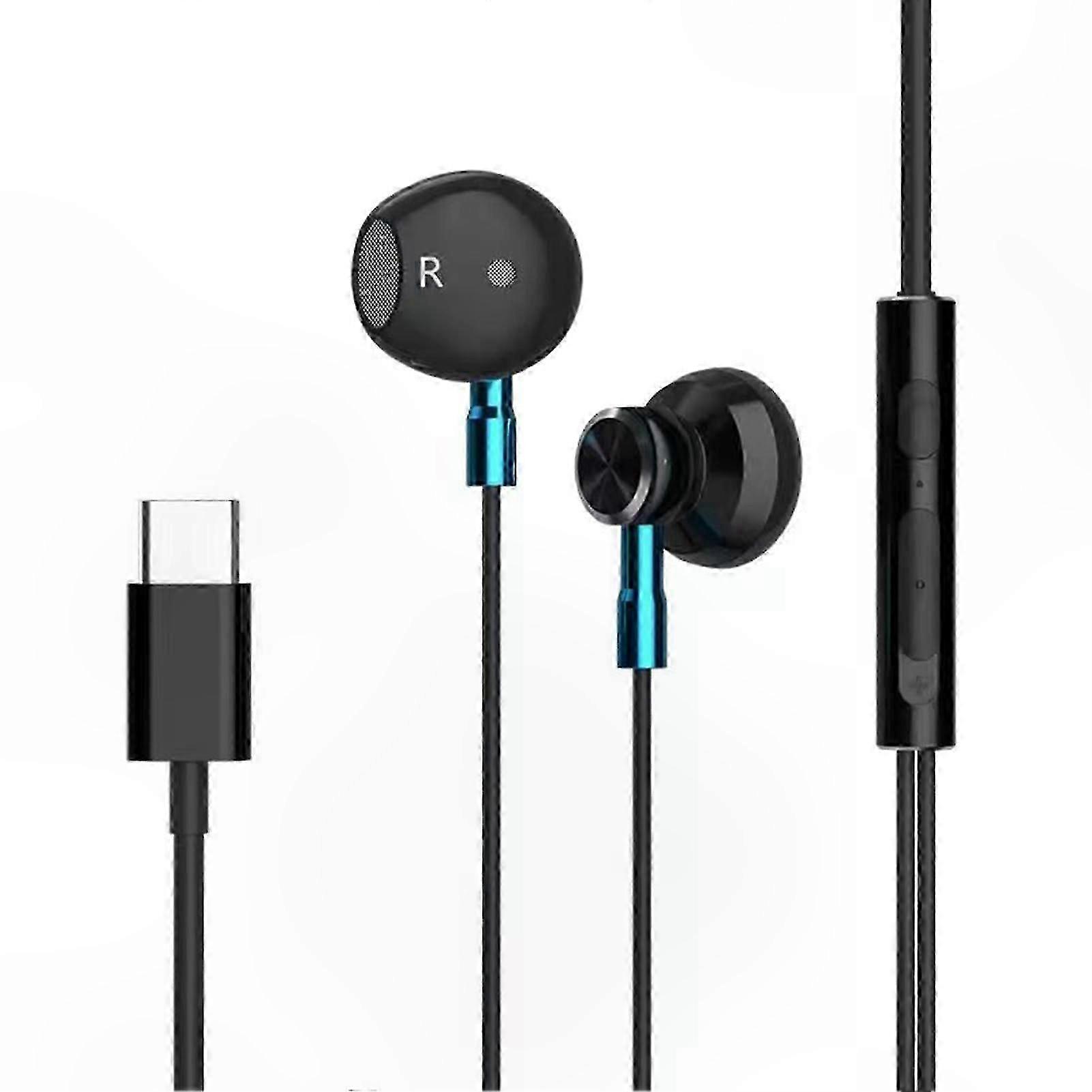 Noise Cancelling In-Ear Headphones with Microphone, HiFi Audio, Volume Control, 3.5mm Jack & Type-C Connection