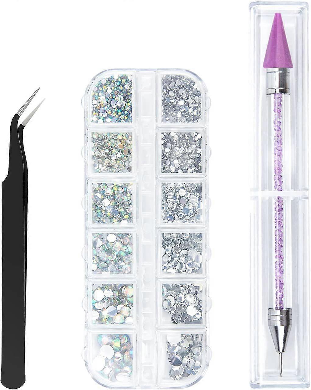Rhinestone Nail Art Kit - 6-Size Flat Back Gems (Multicolor, 1 Set)