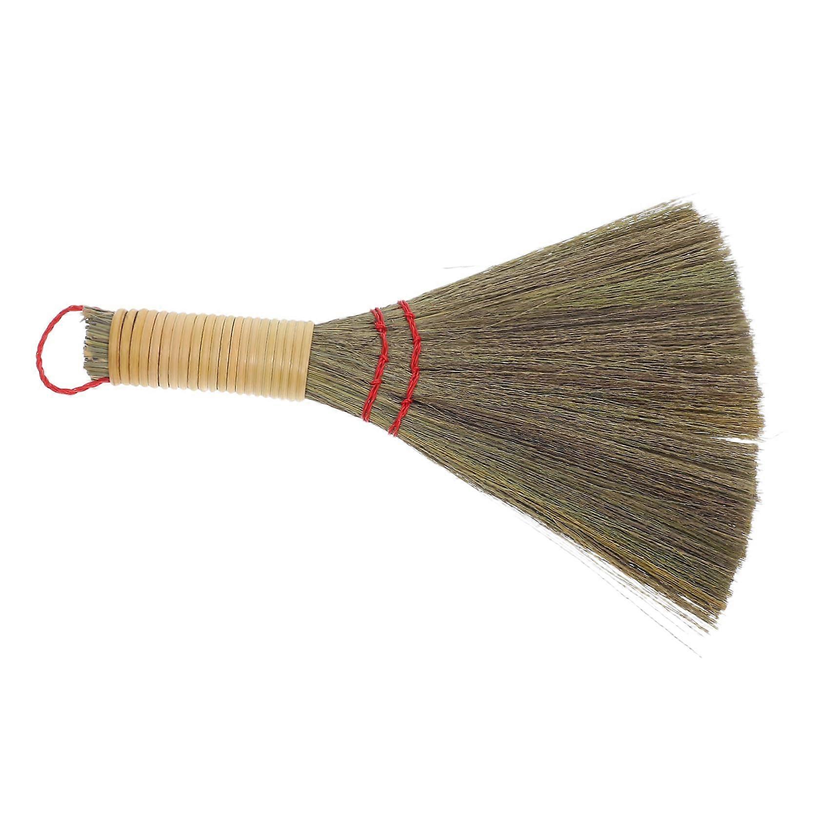 Handmade Small Whisk Broom Natural Corn Straw Short Handle Compact Handheld Sweeping Brush For Tables Sofas Floors