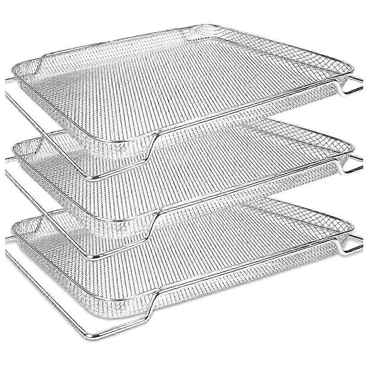 3 stk Air Fryer-kurv for smart ovn - rustfrie nettkurver, Air Fryer Pro-deler, nettingbrett for ovnsbruk