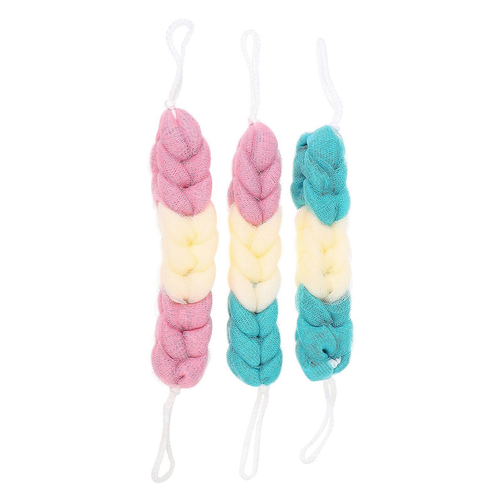 Pull Back Strip Long Strip Adult Bath Towel Assorted Color Pe for Back Scrubbing 3Pcs