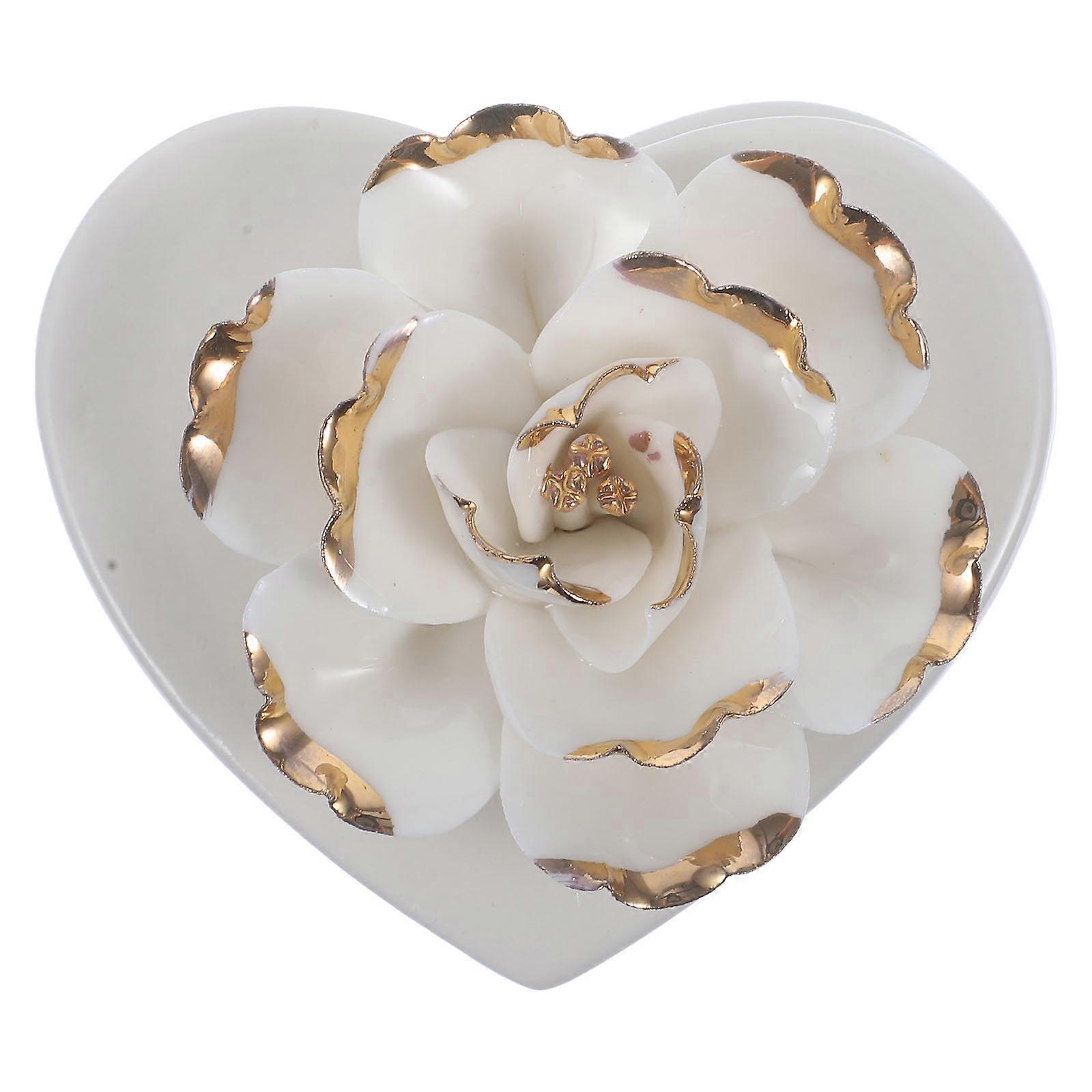 White Ceramic Jewelry Box for Storage Use Home Decor with Enough Capacity