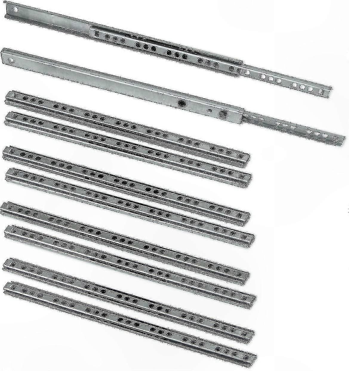 10-Piece Zinc-Plated Drawer Slides, 17mm x 278mm Ball Slide Set for Cabinets and Furniture