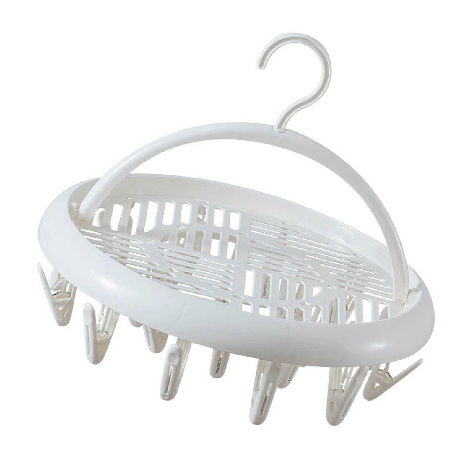 Round Plastic Trailer with Clips for Socks Resistant Washing for Indoor and External Use (White) Ref: 8528