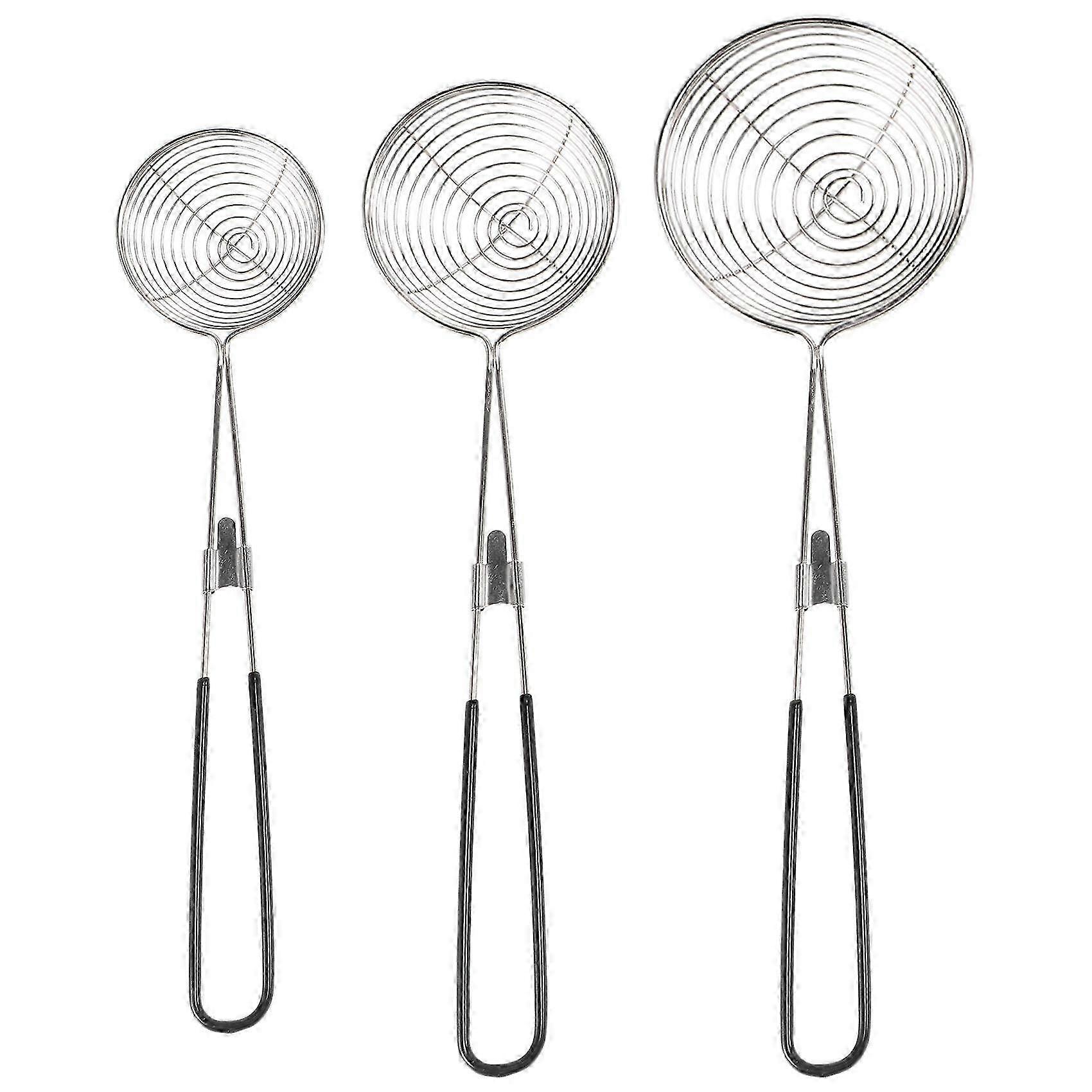 3-Piece Set of Round Hot Pot Strainer-Stainless Steel Asian -- Spider Skimming Spoon Set, Mesh Spoon