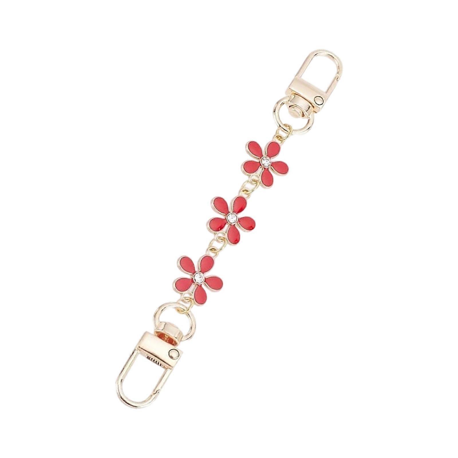 Sophisticated Flower Pendant Chain Extender Smooth Alloy Design For Comfortable Long Term Stackable Accessories  Red