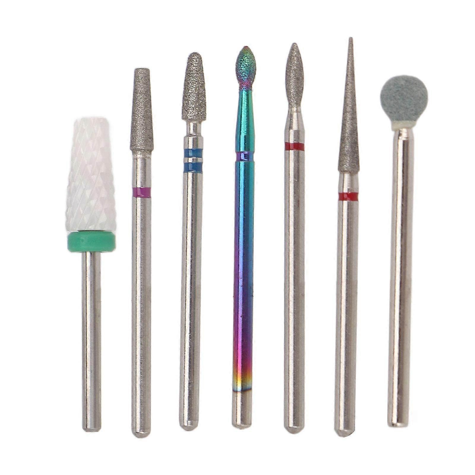 7pcs Nail Drill Bits Tungsten Steel Fast Remove Portable High Strength Nail Grinding Bits Set for Acrylic Gel Nails