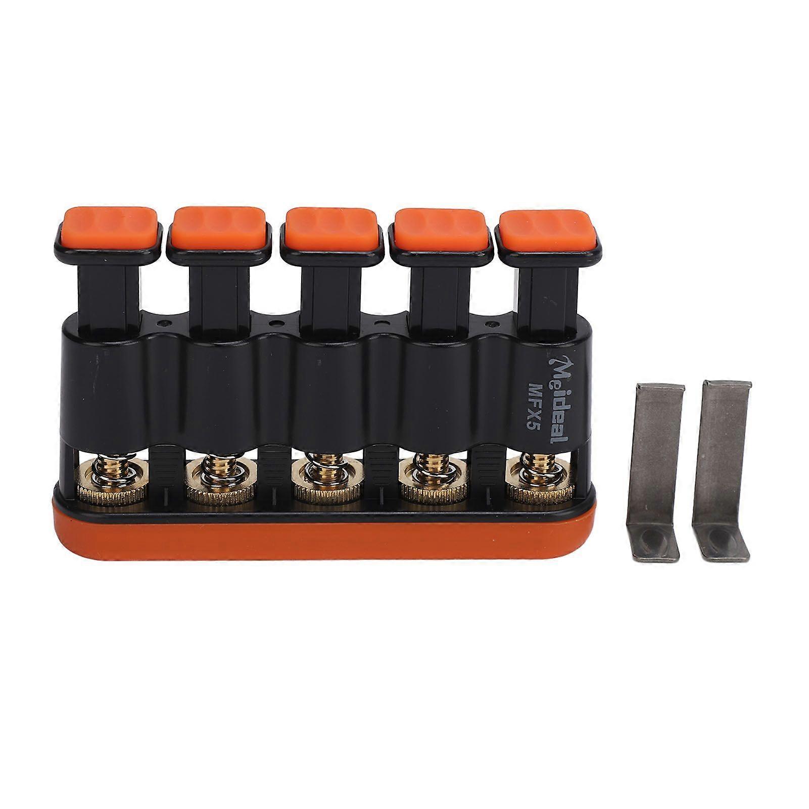 Finger Strengthener 3 to 8.5 Lbs Tension Adjustable Soft Button Cap Anti Slip Grip Exerciser for Guitar Piano Orange