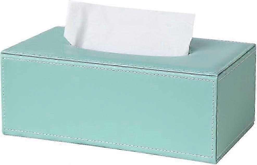 Green Rectangular Leather Tissue Box