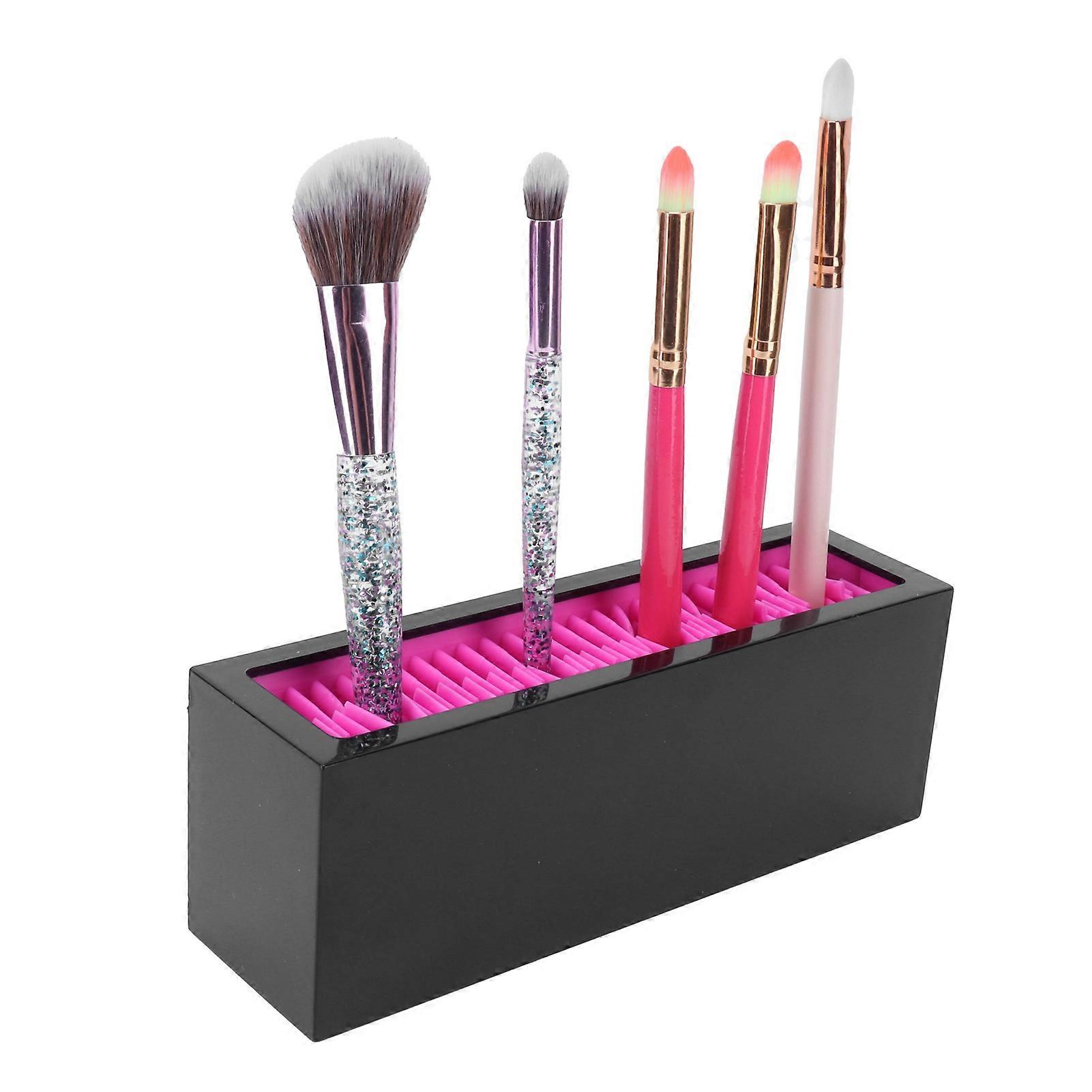 Silicone Makeup Storage Organizer Case 18.5x6.5x5.5cm Black Rose Red