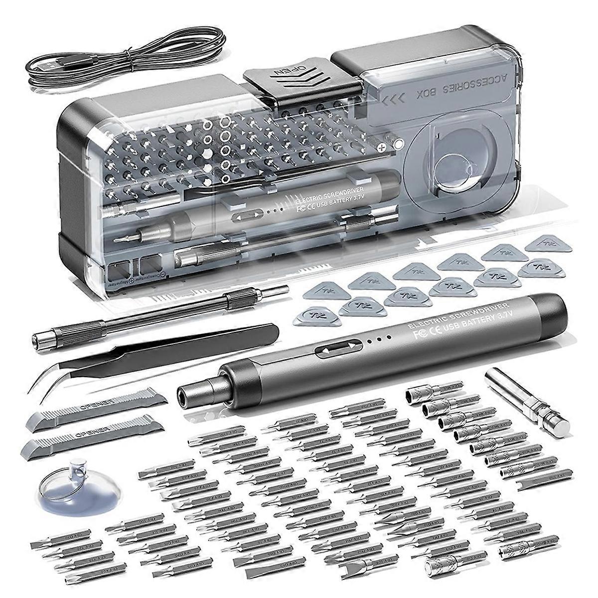 Electric Screwdriver Precision Screwdriver Set, 88-in-1 Magnetic Bits, Screwdriver Repair Tool Kit for PC RC Electronic