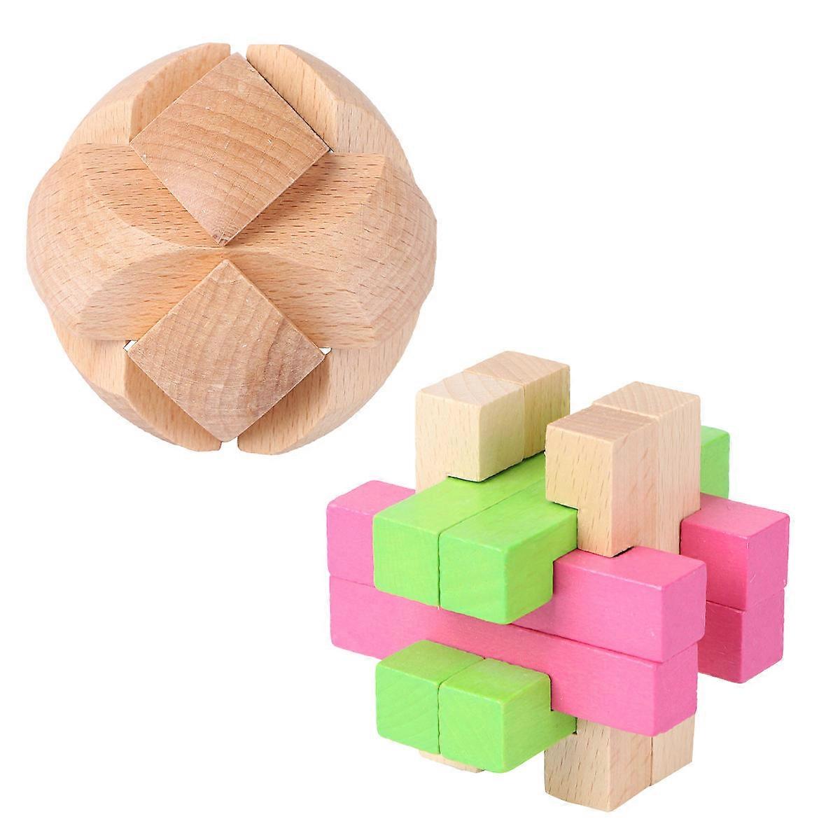 Wooden Assembling Toy Ming Lock Intellectual Toy for Kids Playing 2Pcs