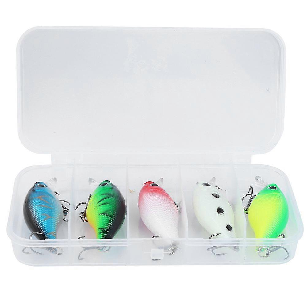 5 Pcs Crankbait Lure Bait Set Box Fishing Colorful Highfiber Artificial Tackle Hooks(Style 1 )