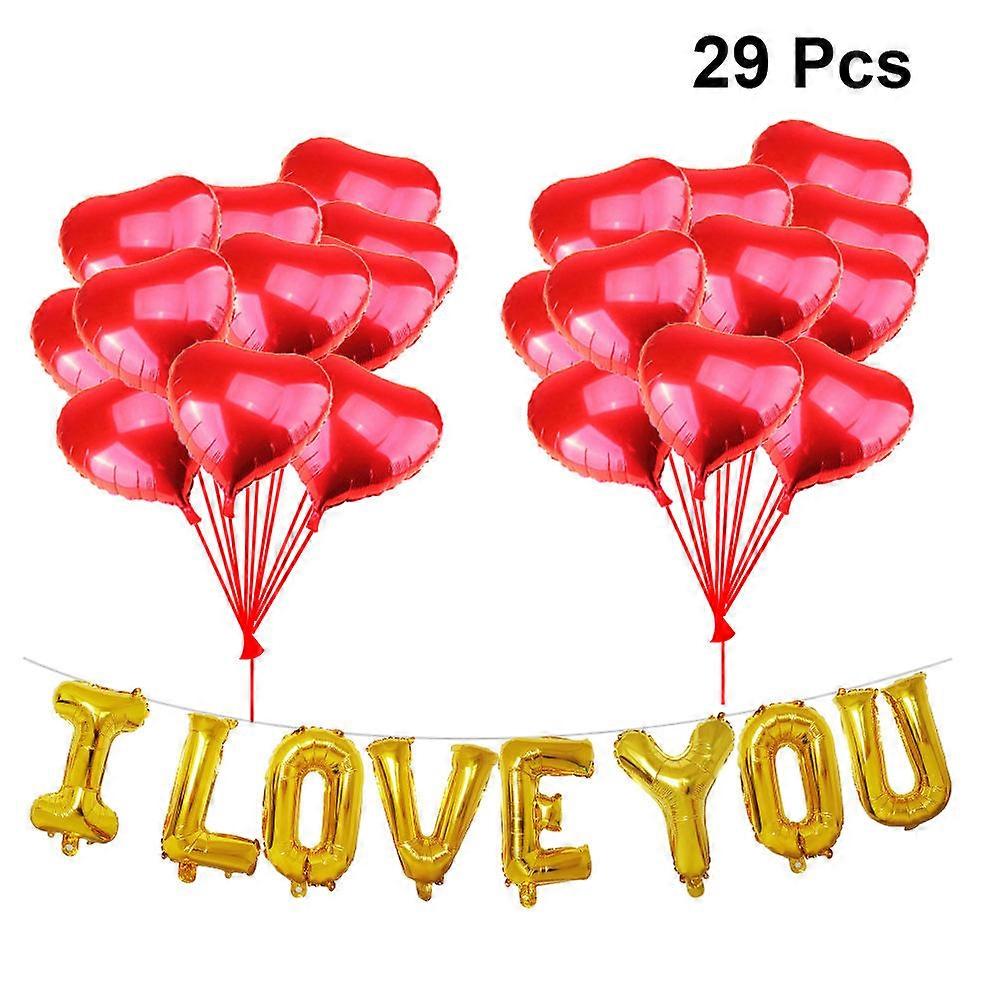 Valentine's Day Heart Foil Balloons Party Supplies For Family And Friends 18 Inches 29Pcs