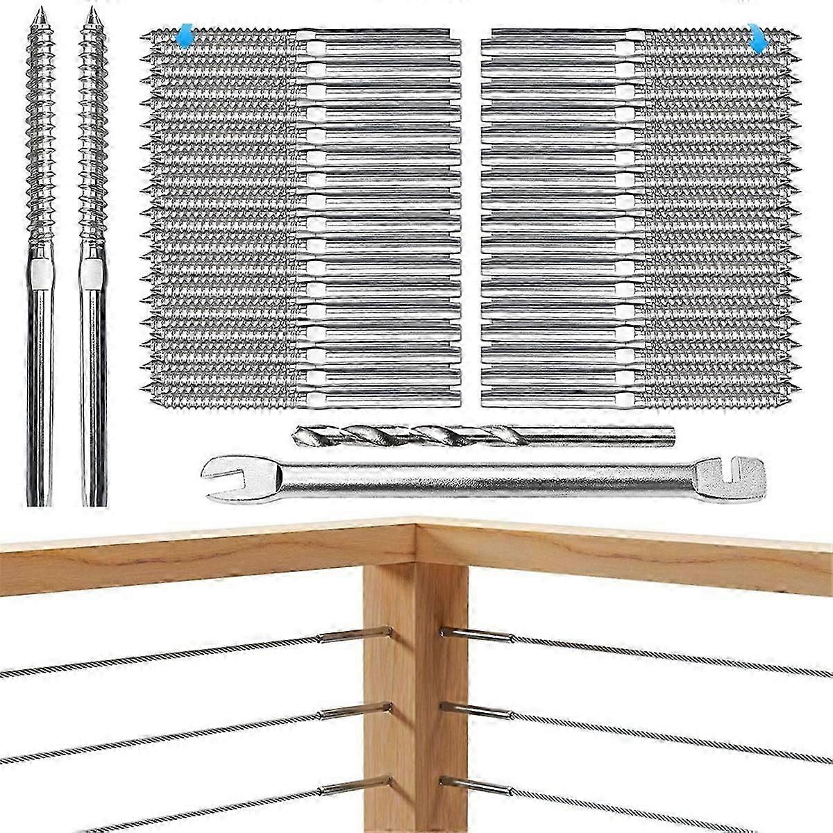 Swage Lag Screws for Cable Railing - 1/8inch Cable Railing Hardware Kit for Deck Stair Wood Post Rai