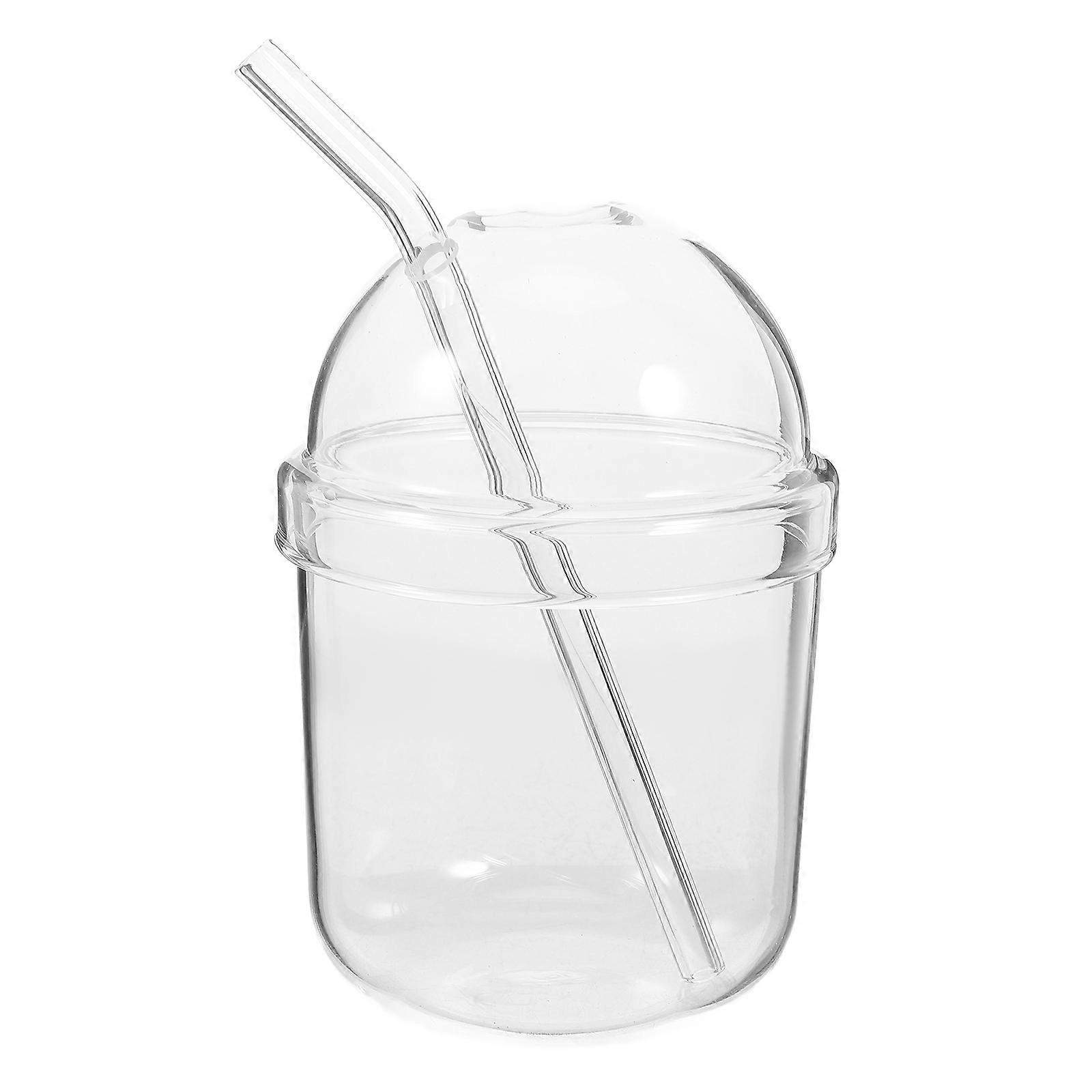Clear Water Cup Glass Straw Cup for Iced Coffee 1Set with Straw