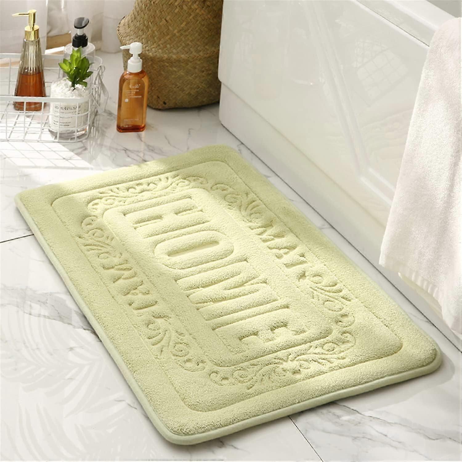 LINJOU Bathroom Floor mats, Memory Foam Carpets, Carpet Non-Slip mats(Light Green)