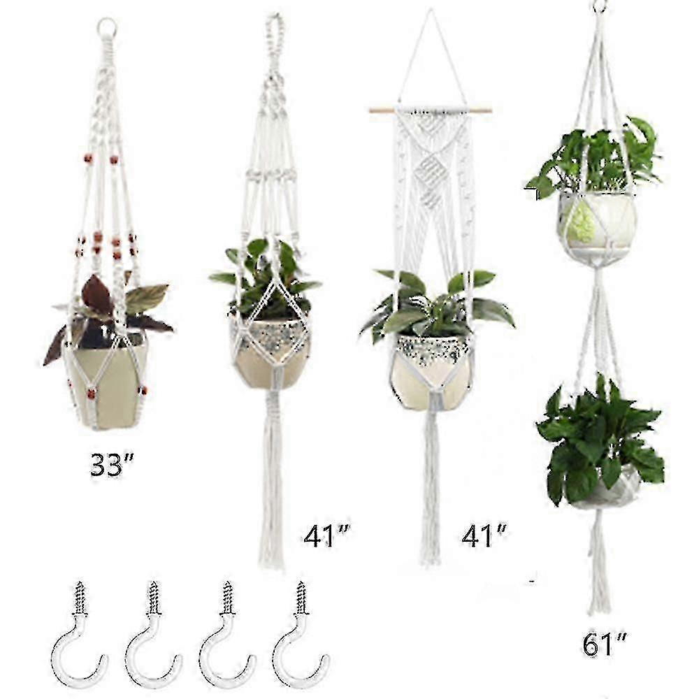 Plant Hangers Set Of 4 Indoor Wall Hanging Planter Basket Decorative F