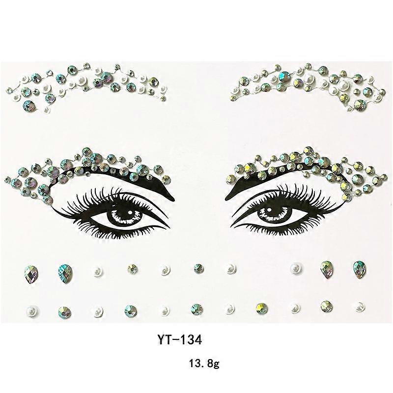 3D Face Jewels Sticker Temporary Tattoo Crtstal Rhinestone Stickers Body Arty Sticker Woman Tatoo Crystal Eyes Face Gems Sticker