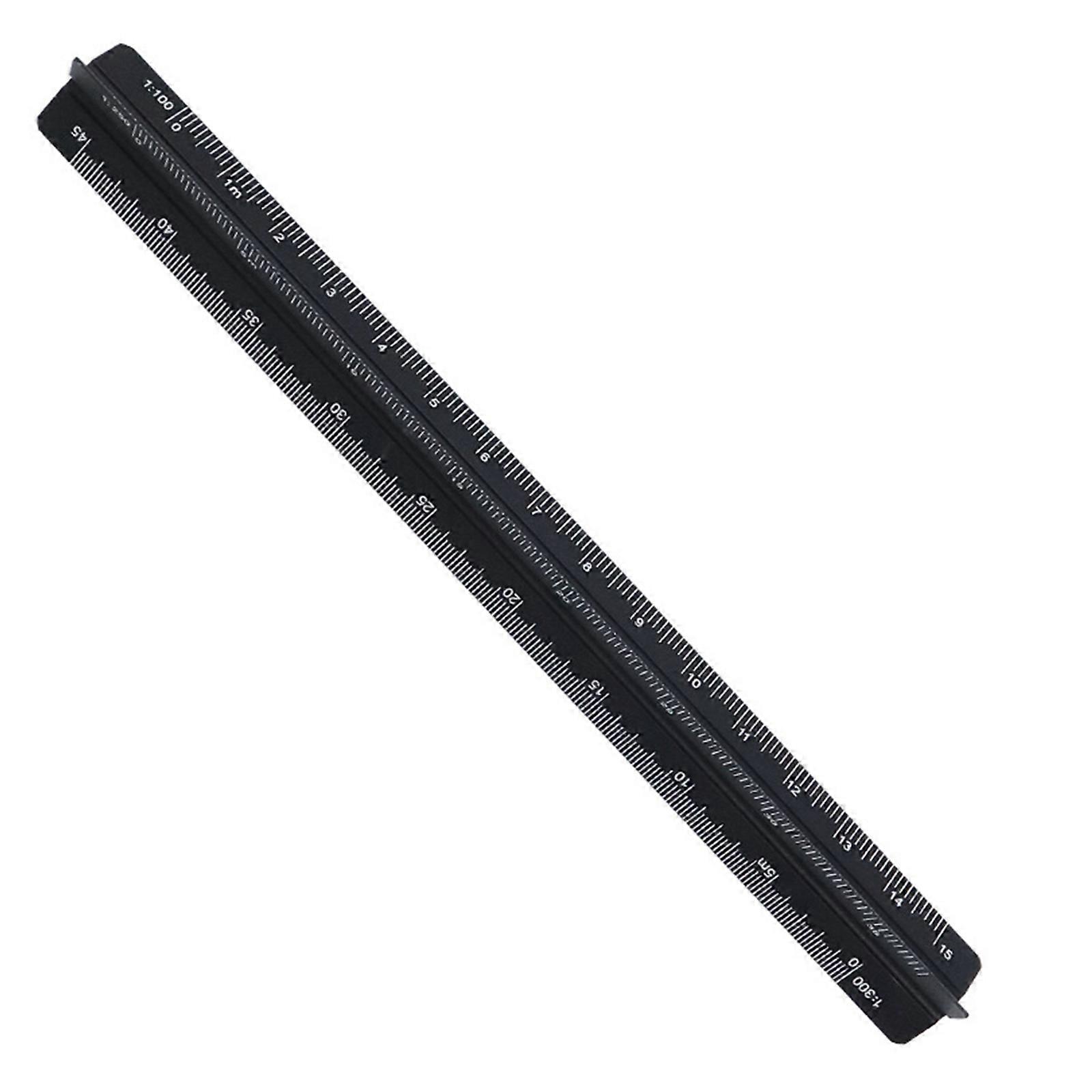 Students Aluminum Alloy Triangular Scale Ruler Technical Measuring Ruler Smoothly For Drafting Needs  Black