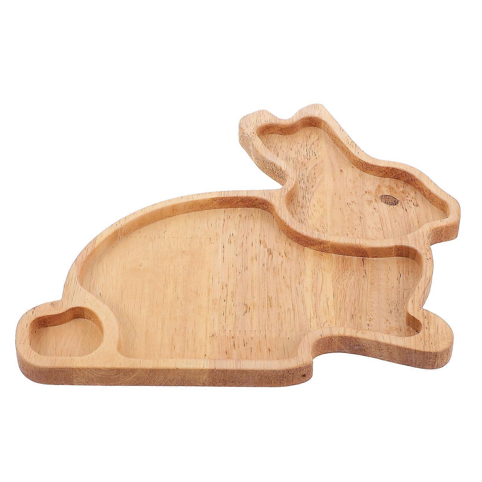 Wooden Easter Tray for Serving 5Pcs Creative Cartoon Shape Solid Wood Plates