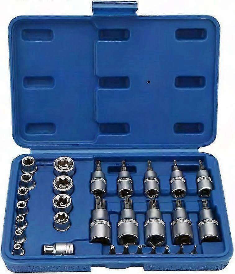 Torx Bit Socket Set T8-T55 Male & Female with Storage Box