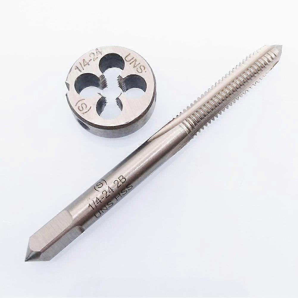 1/4"-24 UNS Tap and Die Set HSS Thread Tap with Round Threading Die Right Hand