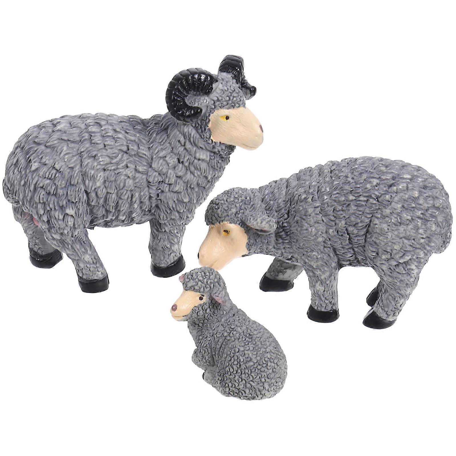 Resin Sheep Figurines Mini Sheep Decor for Garden 15 Pieces Set