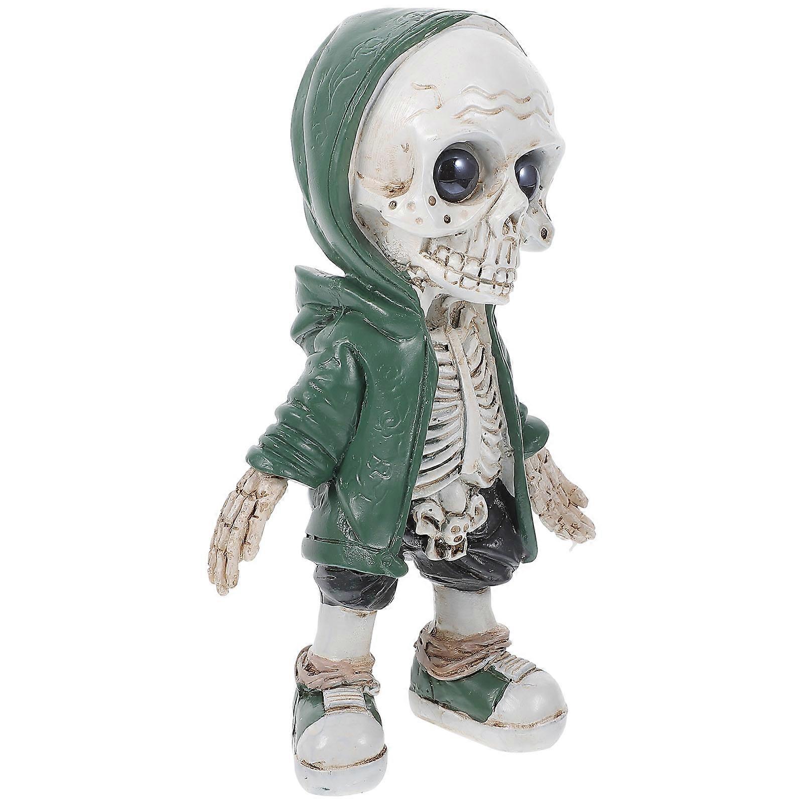 Olive Green Resin Skeleton Ornament for Decor 4Pcs Set