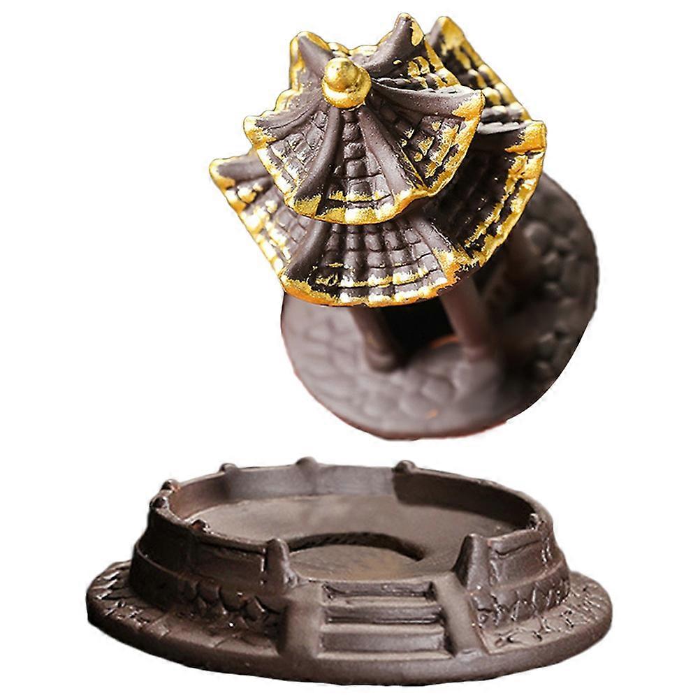 Incense Burner Pavilion Shape Clay for Decoration 4Pcs Aromatherapy Holder
