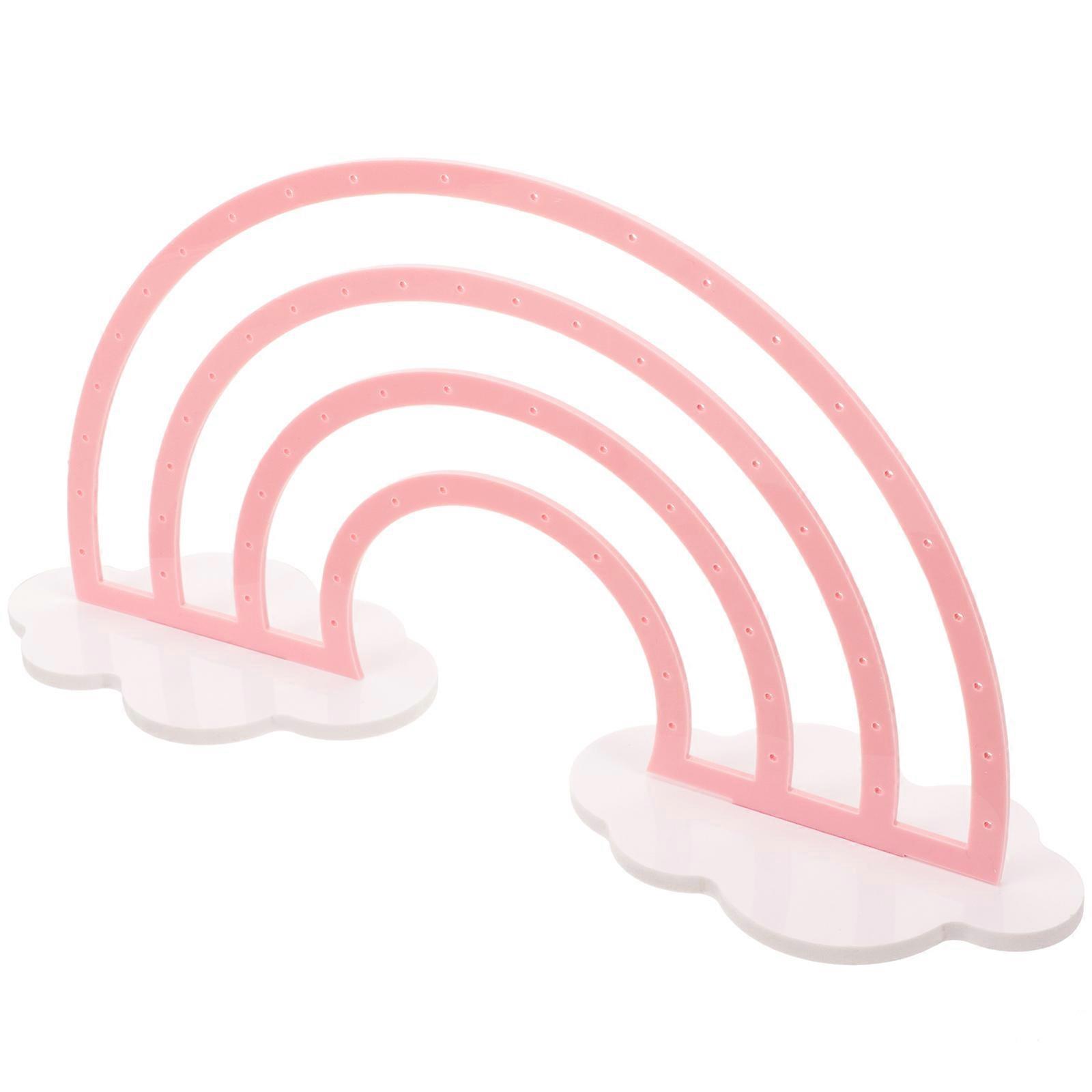 Acrylic Rainbow Earring Holder Pink Organizer for Storage Use 3Pcs Set