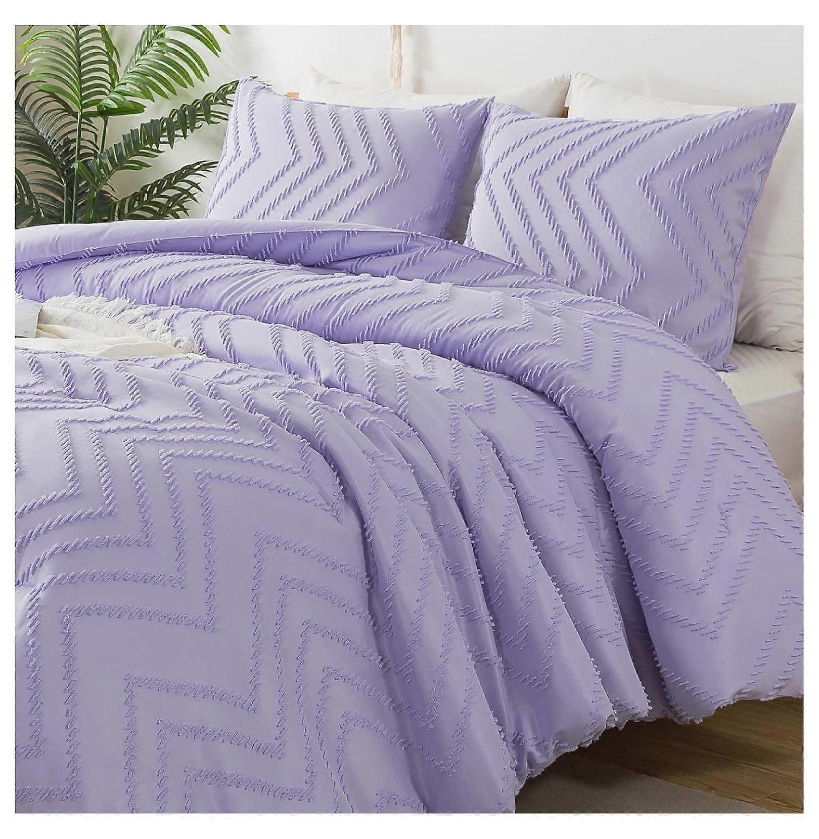 TiaGOC Lavender Comforter Set King Size, 3 Pieces Boho Tufted Bedding Set & Collections, All Season Bed Set (104x90In Comforter and 2 Pillowcases)