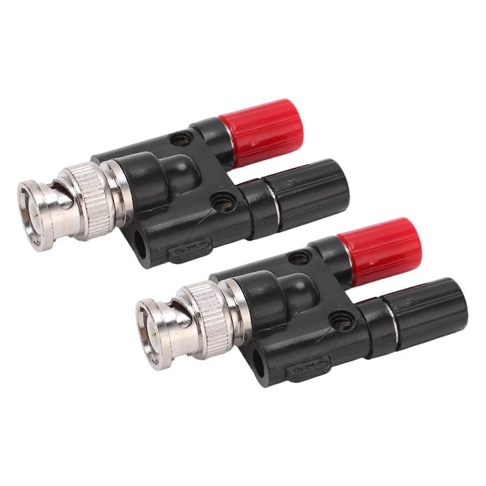 BNC Male Dual Banana Plug Coaxial Binding Post Adapter Connector 4mm Socket 2 Pcs RF Cable Splitter