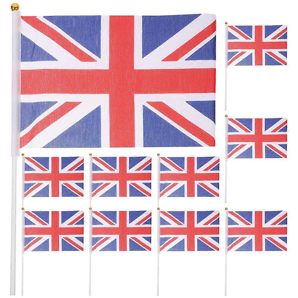 Hand Waving Flags 40 Pcs UK Party Celebration Decorative Flags for Garden Housewarming Multicolor Fabric