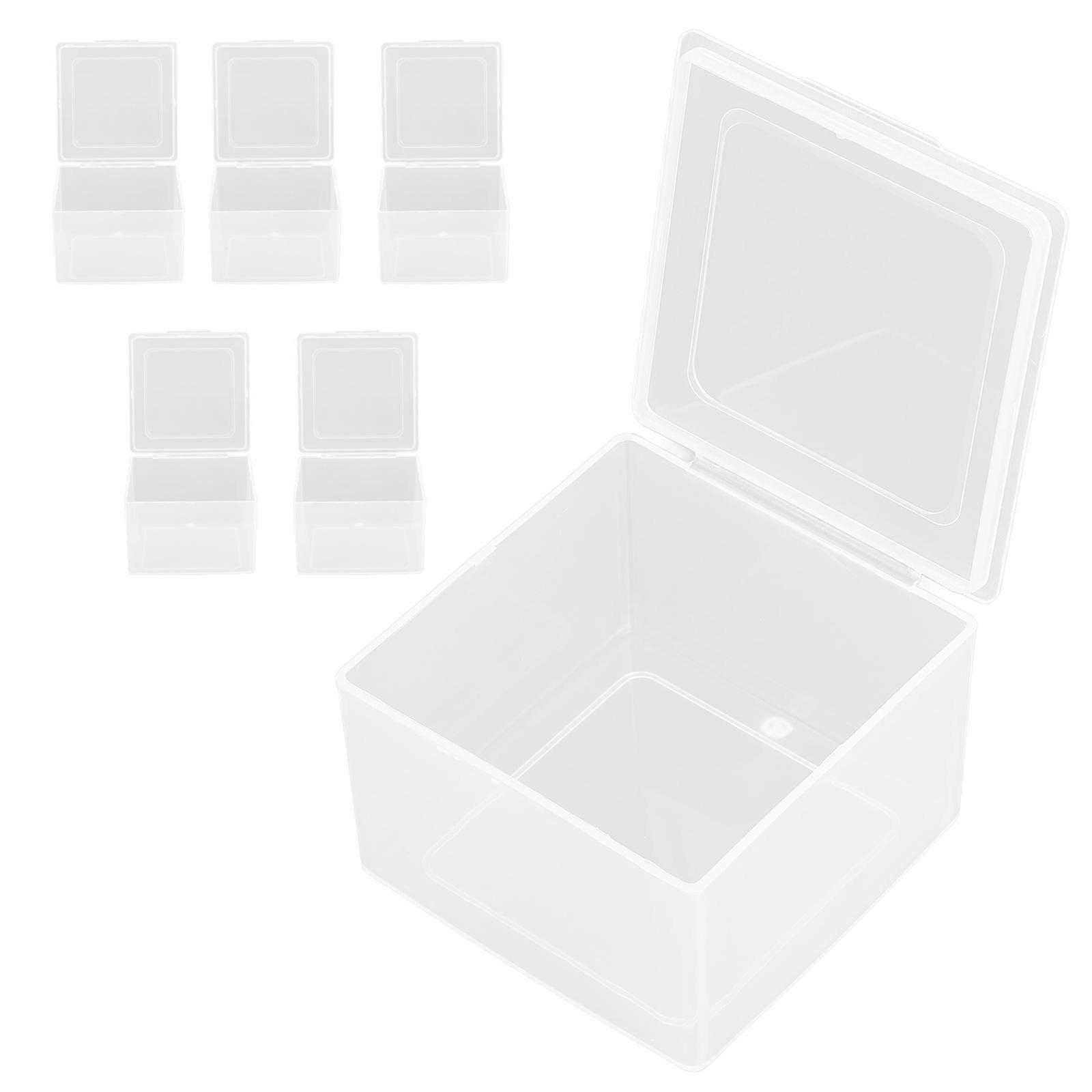 Small Item Storage Box Square Clear Pp Plastic Containers for Travel and Home Organization Transparent with Hinged Lid 6Pcs