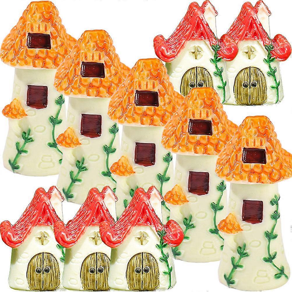 Creative Resin Decor Tiny Houses for Micro Landscape Garden with 28Pcs
