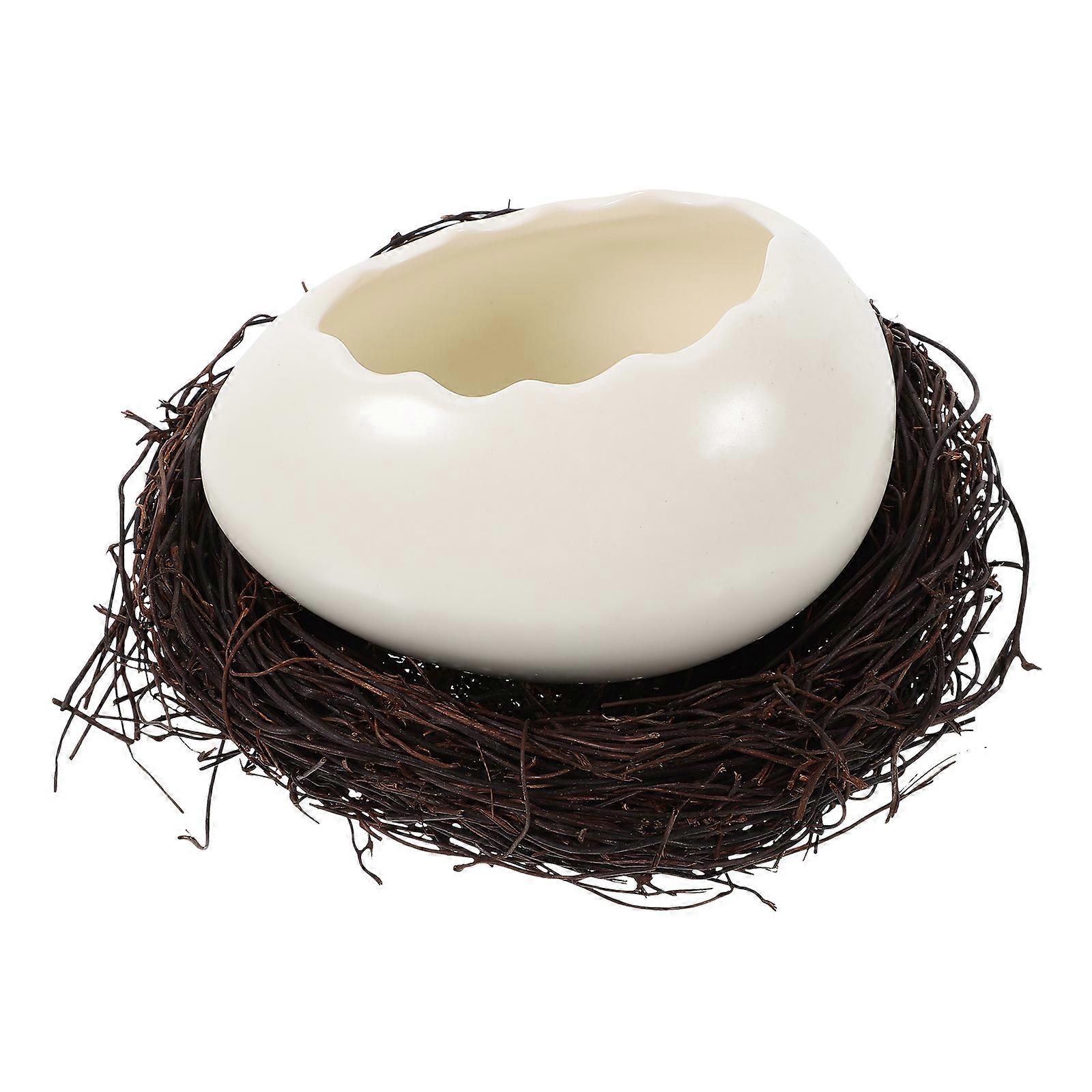 Eggshell Bowl Ceramic Salad Bowl Dining Accessories White 12.50X8.50X7.50cm Serving Cold Drinks 1 Set