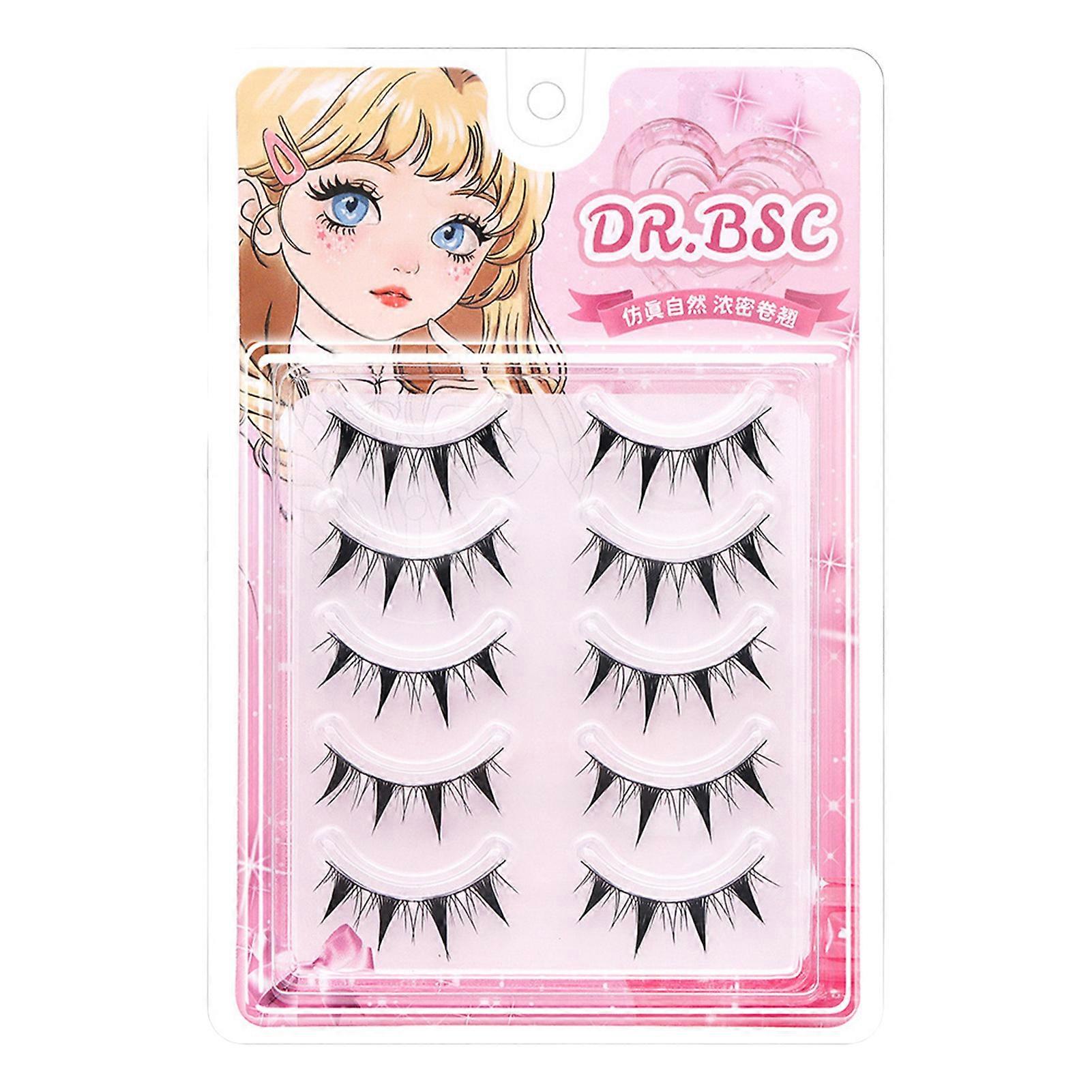Cat Eye Comic Lashes Black Ultra Thin Band False Eyelashes 7-13mm Mixed C Curve