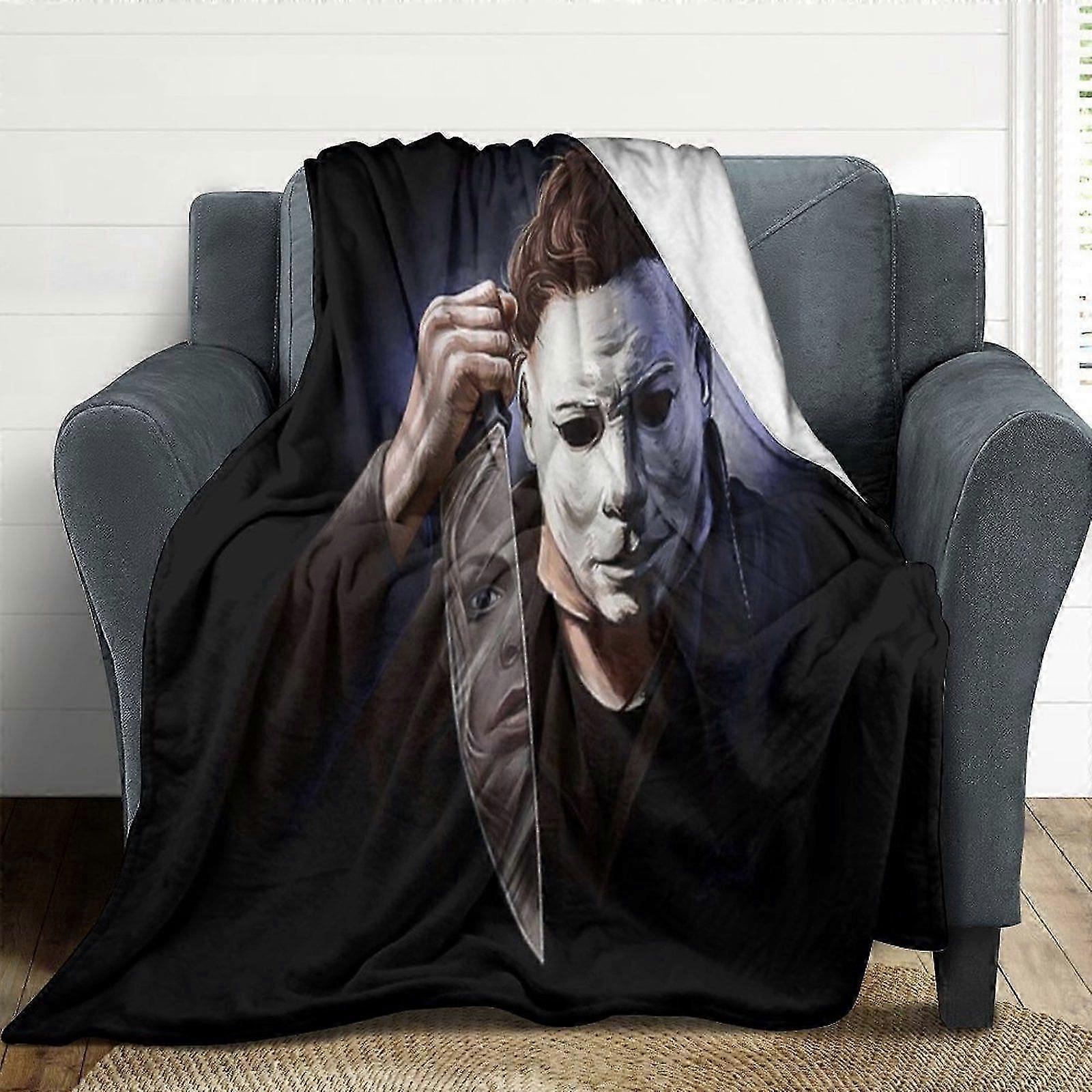 Michael Myers Halloween Flannel Blankets Soft Plush Throw Blanket Fuzzy Cozy Luxury Air Conditioner Blanket for Bedroom Sofa-w232
