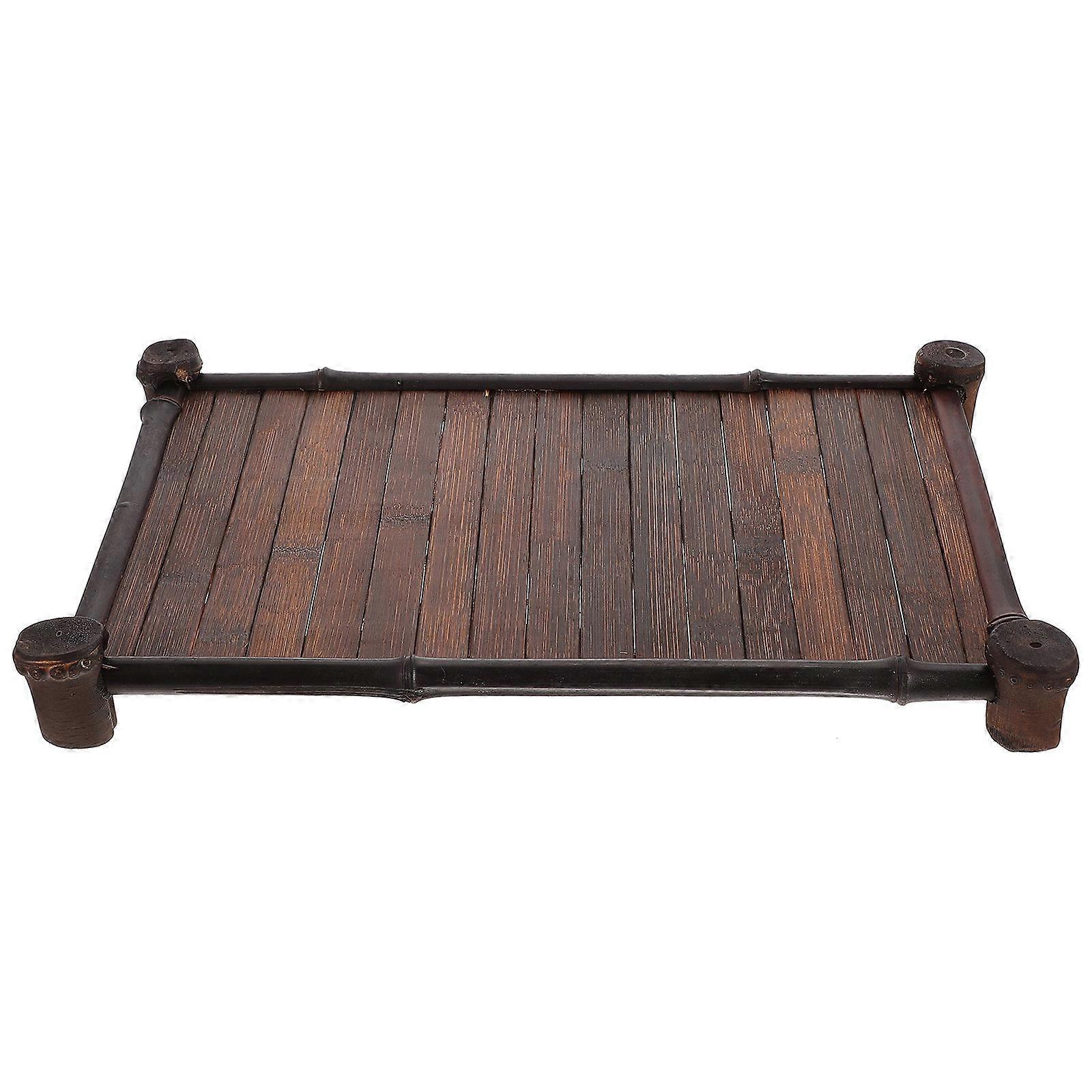 Rectangular Tea Holder 4 Pcs Storage Display Tray For Home Use Office Decoration Dark Brown