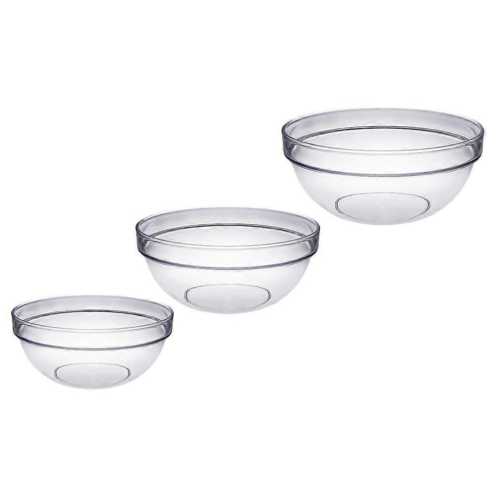 Household Supply Salad Bowl Transparent Tableware 3Pcs