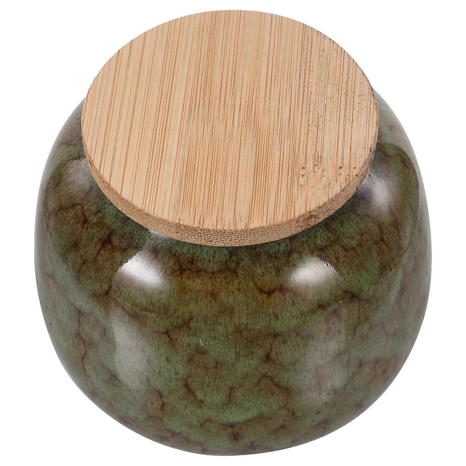 Wooden Lid Storage Jar for Storage 5Pcs Ceramic Containers for Tea