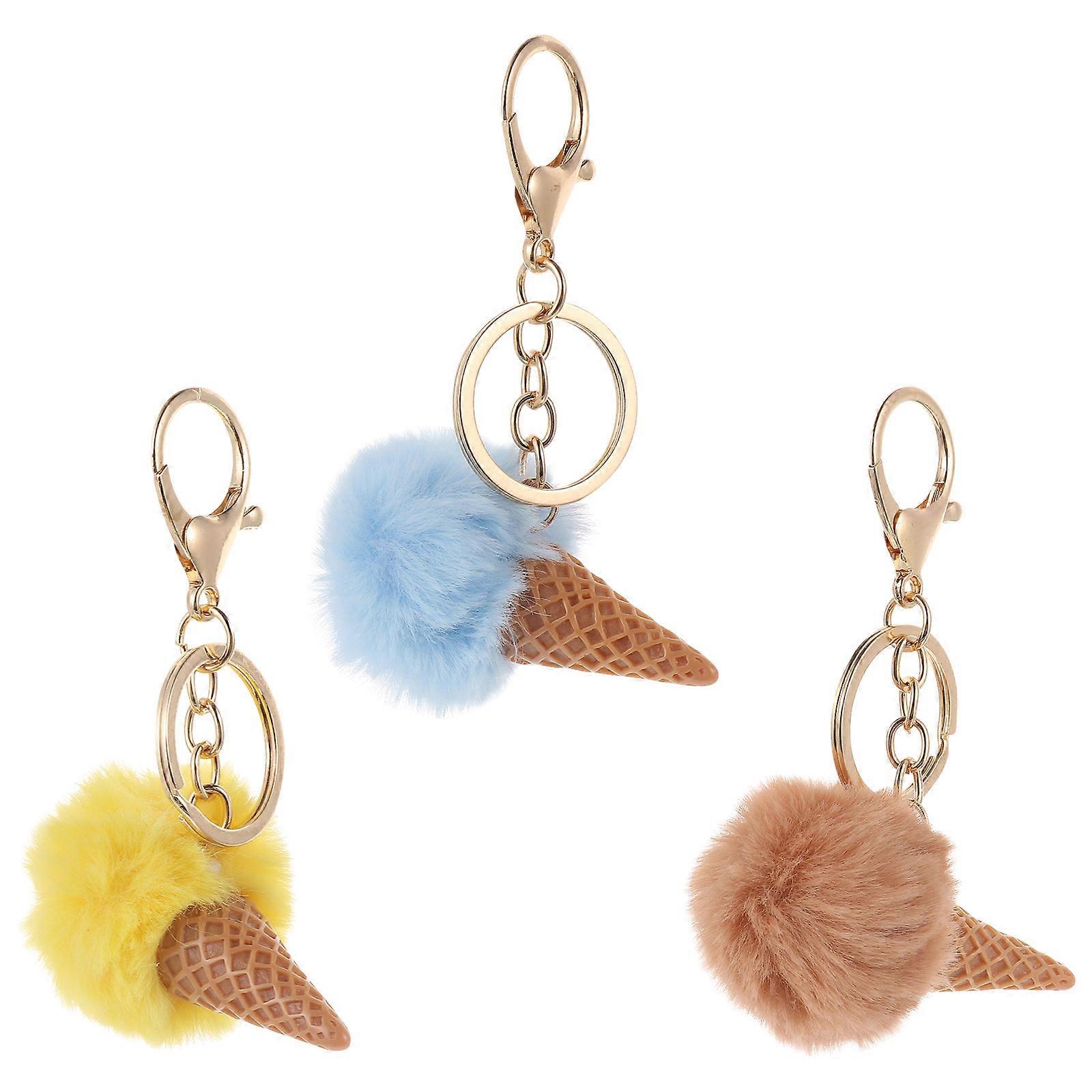Plush Adorable Ice Cream Bag Key Chain for 6Pcs Decorative Use