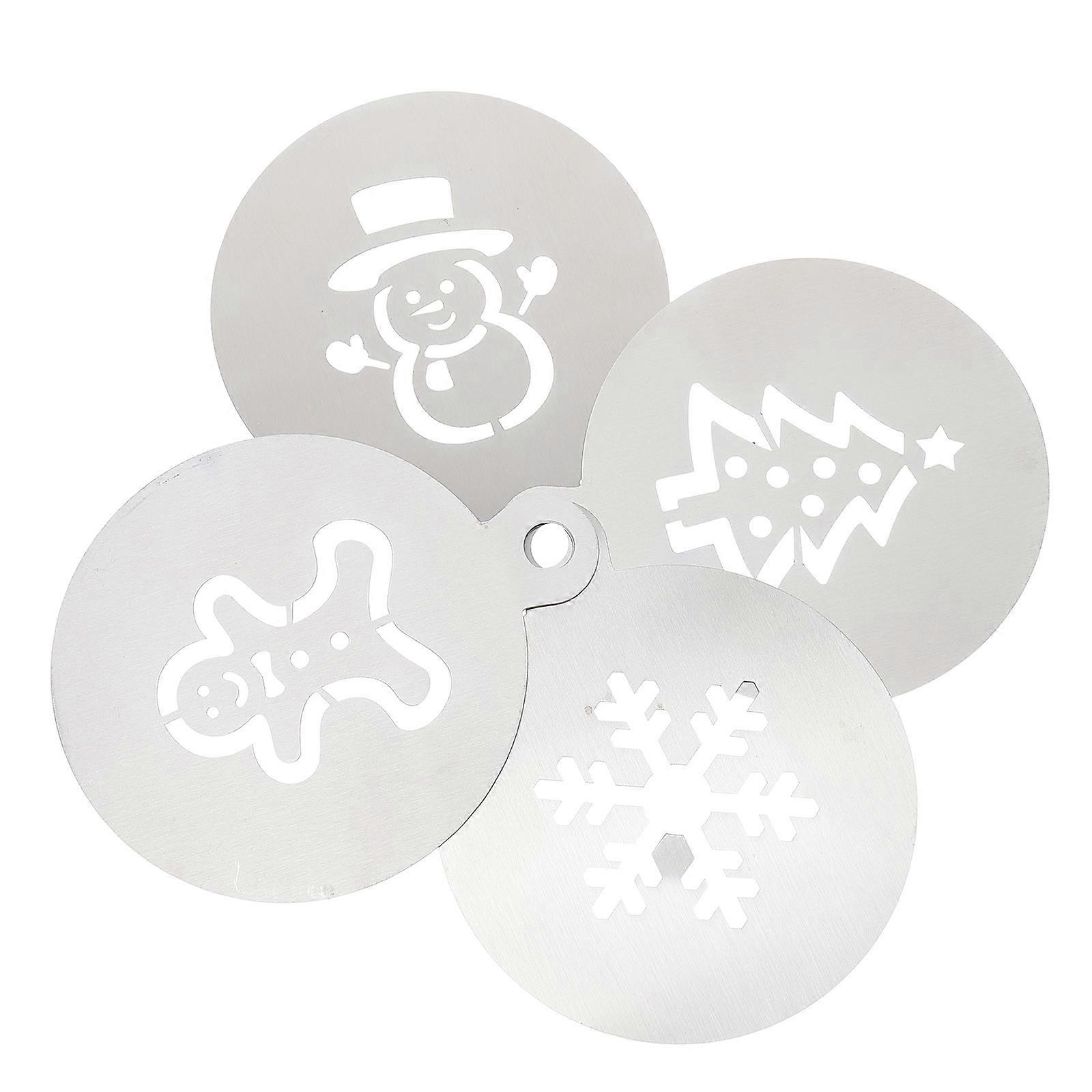 Coffee Decoration Templates Cake Stencils for 12Pcs Silver Set