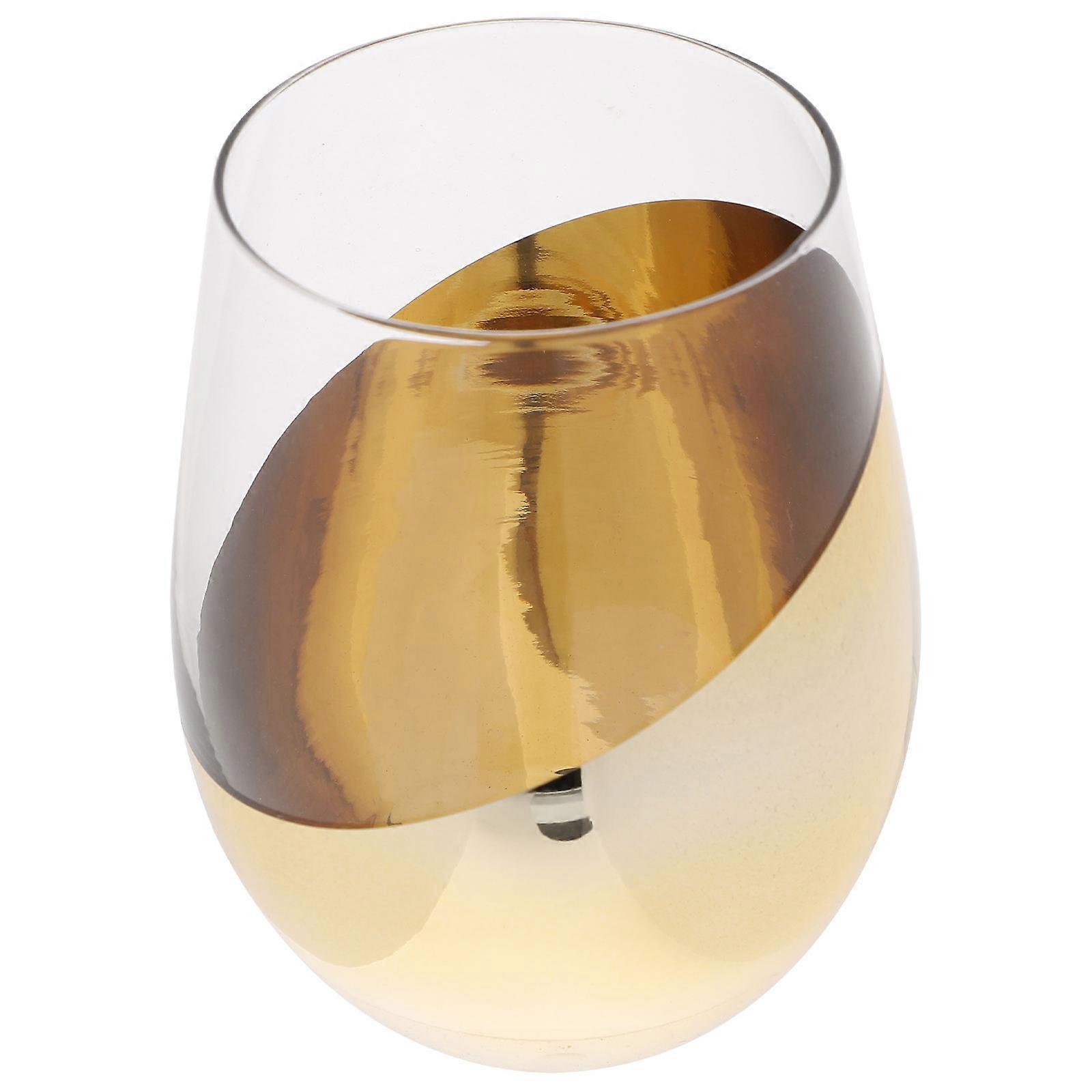 Golden Decorative Wine Glass for Drinking 2Pcs Stemless Whiskey Cup