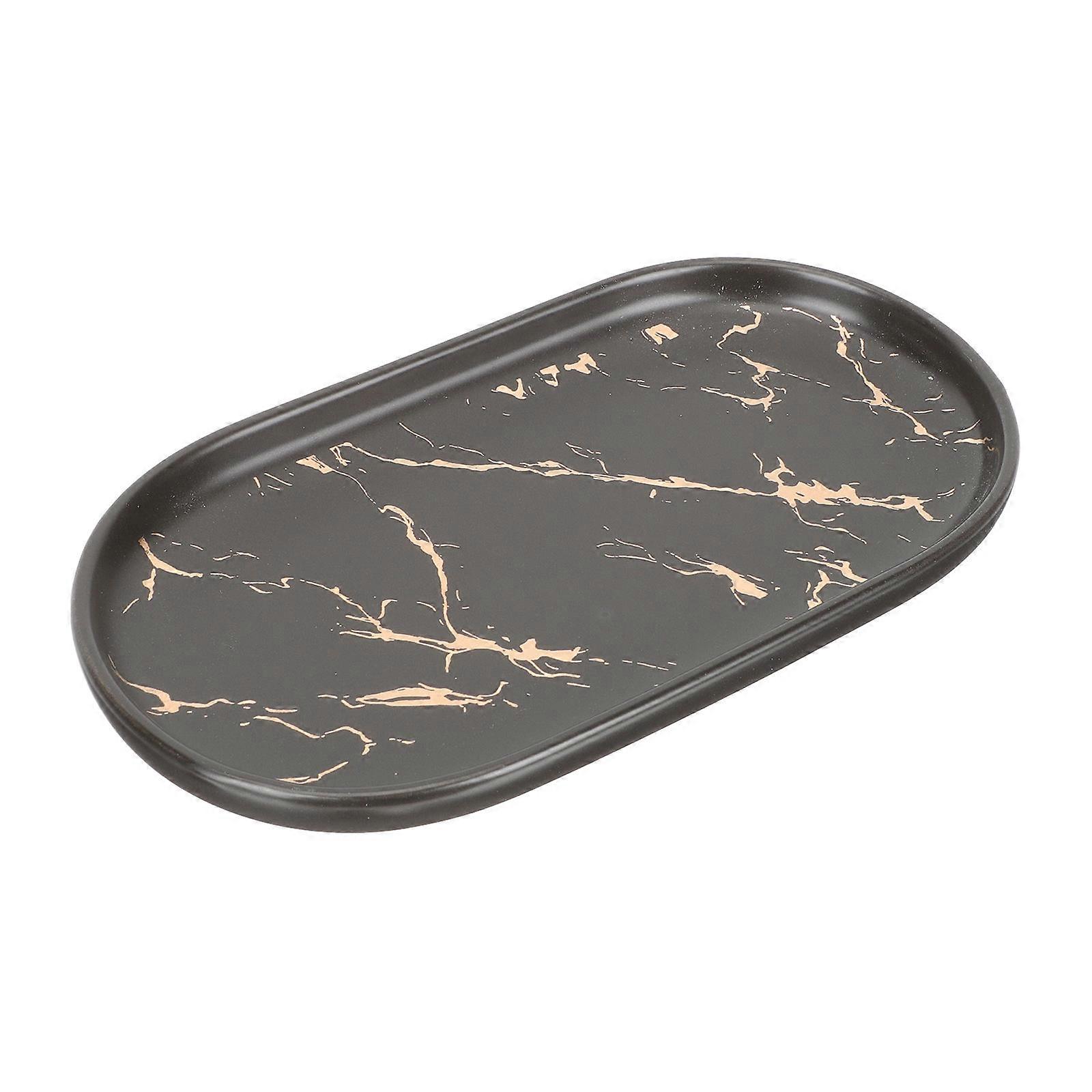 Sundries Organizing Tray for Bathroom Use 2Pcs Marble Pattern Plate