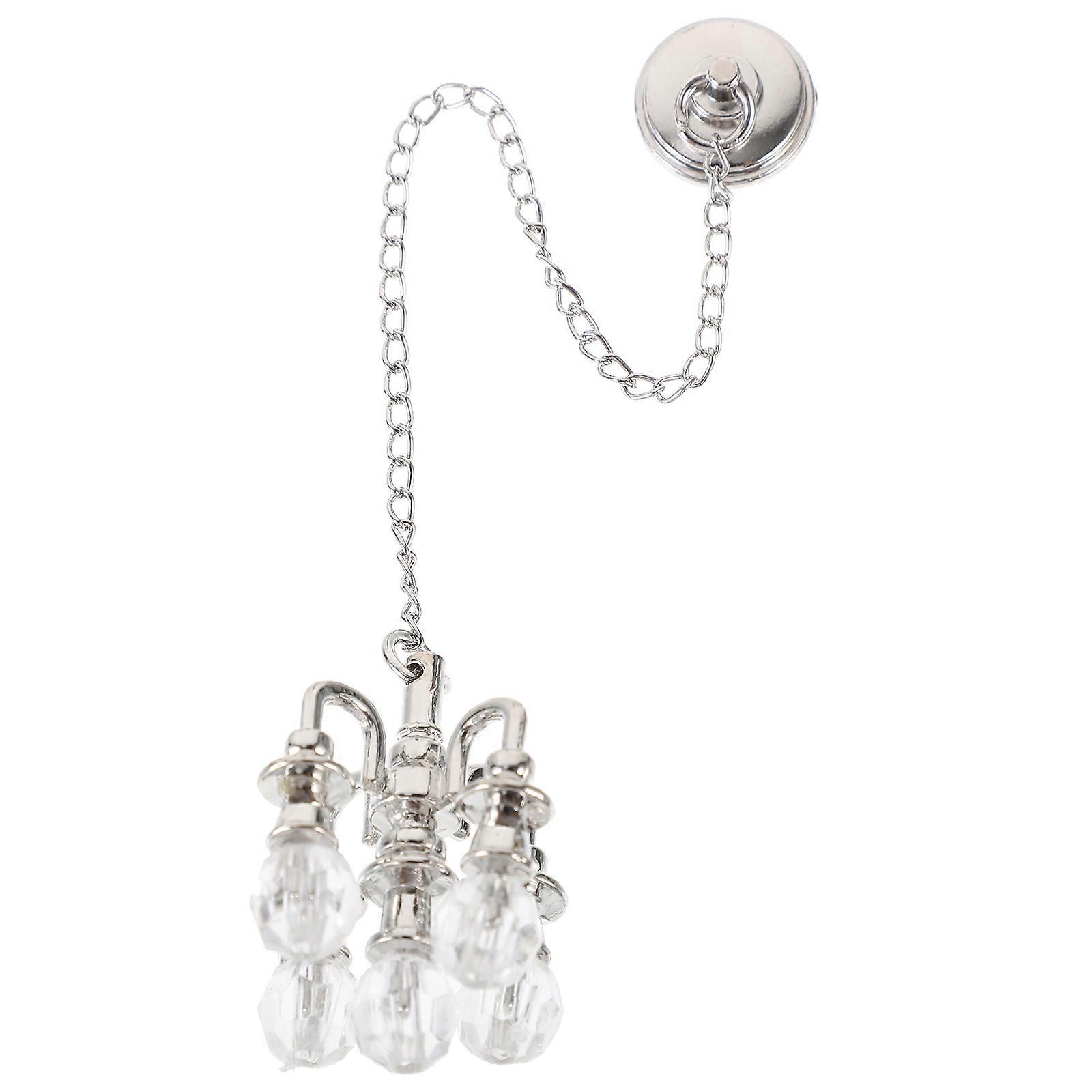 Miniature Ceiling Lamp Silver for Doll House Decorating Alloy 10Pcs