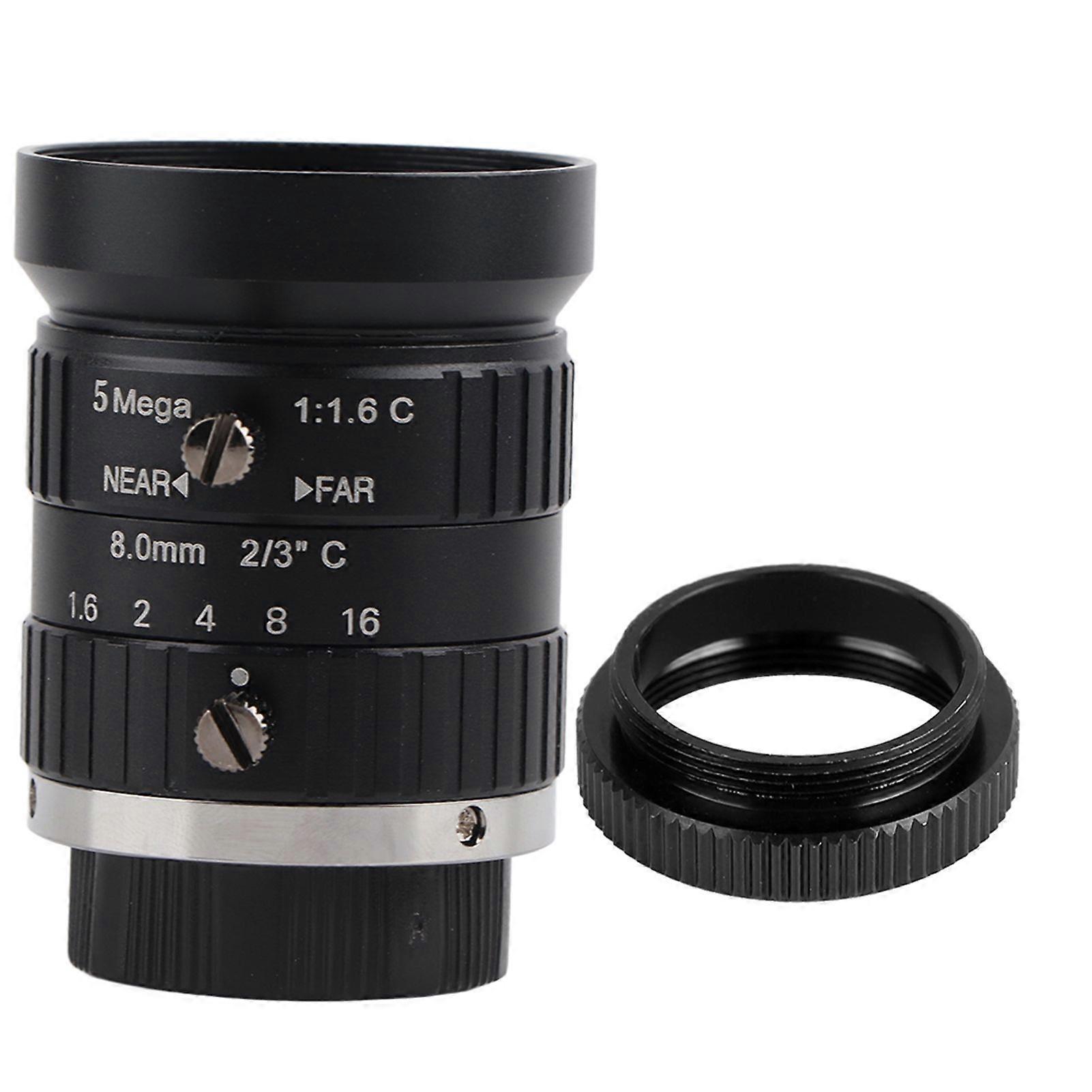 5MP HD Camera Lens 8mm Focal Length Manual Aperture C Mount Security Surveillance